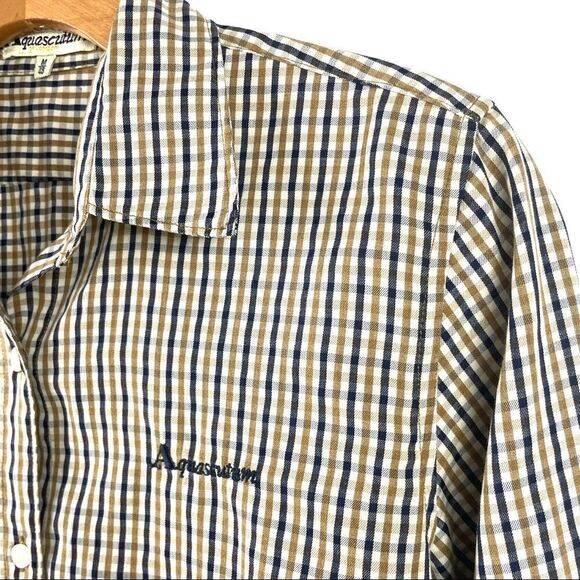AQUASCUTUM Classic Shelly Check Button Down Collared Shirt Size M - Picture 4 of 7